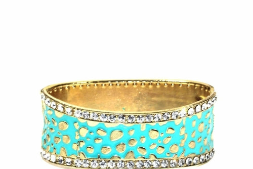 Leopard Design Hinged Cuff Bangle