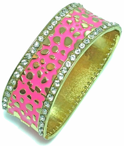 Leopard Design Hinged Cuff Bangle