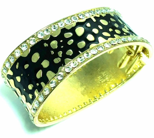 Leopard Design Hinged Cuff Bangle