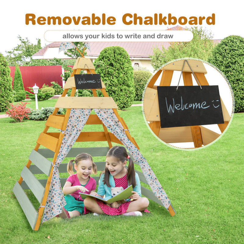 Triangle Hideaway Playhouse with Removable Chalkboard for Indoor and