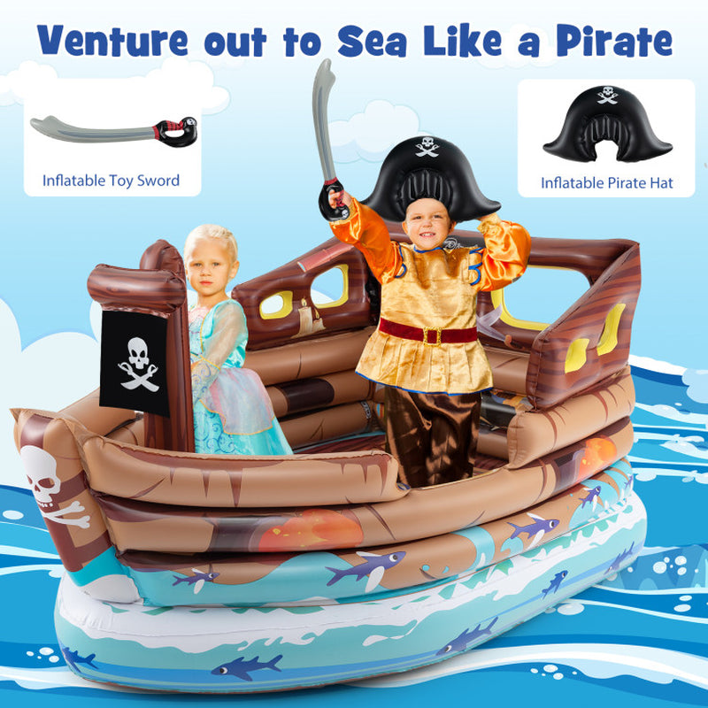 Inflatable Pirate Ship Playhouse with Built-In Motor and Inflatable