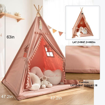 Teepee Tent for Kids with Padded Mat Foldable Tone Play Tents for Girl