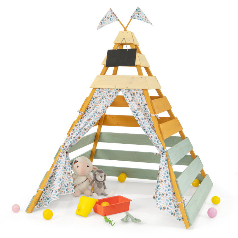 Triangle Hideaway Playhouse with Removable Chalkboard for Indoor and