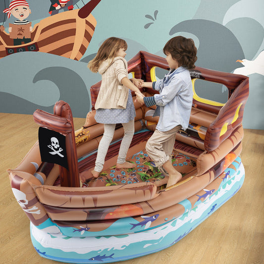 Inflatable Pirate Ship Playhouse with Built-In Motor and Inflatable