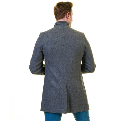 Men's European Grey Wool Coat Jacket Tailor fit Fine Luxury Quality