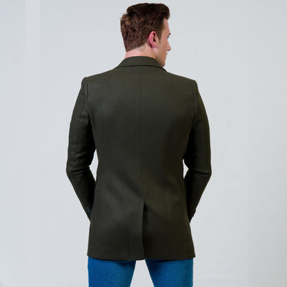 Men's European Green Wool Coat Jacket Tailor fit Fine Luxury Quality