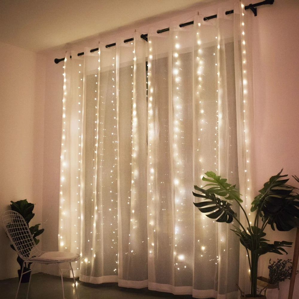 Christmas Lights Curtain Garland Merry Christmas Decorations For Home