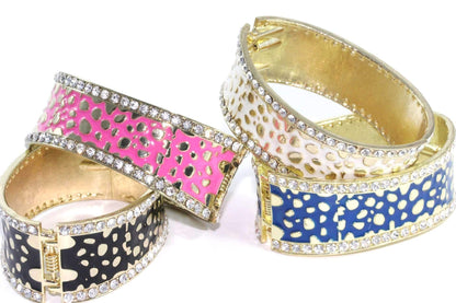 Leopard Design Hinged Cuff Bangle