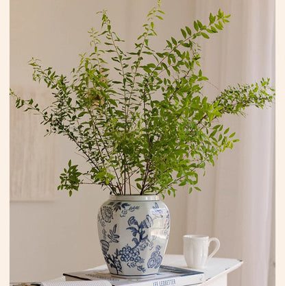 Blue and White Porcelain Floral Vase