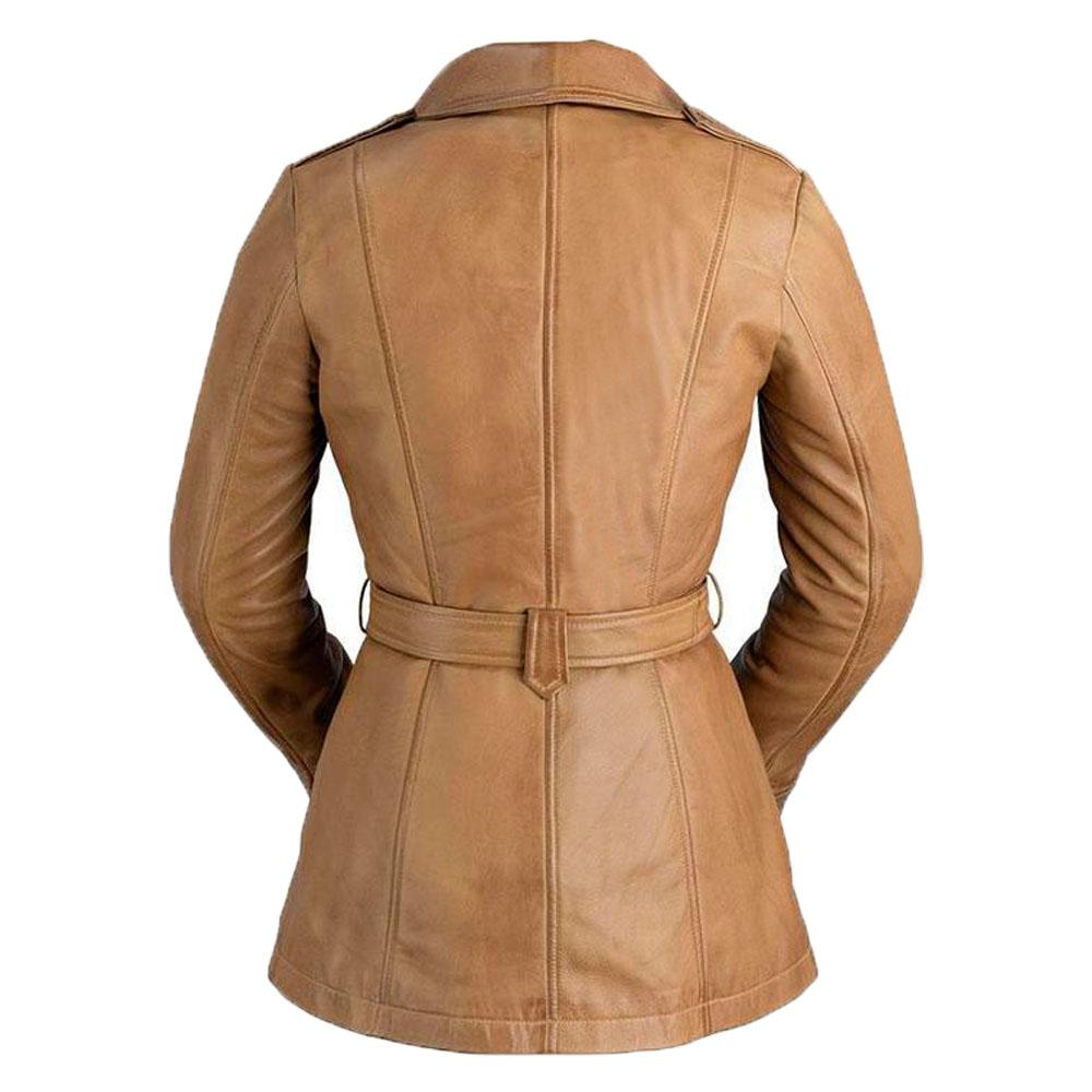 Monica  Women's Leather Long Coat Jacket