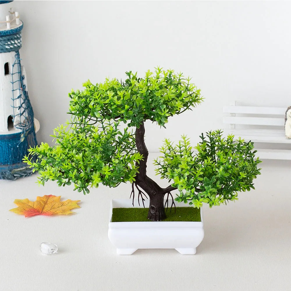 Artificial Plastic Plants Bonsai Small Tree Pot Potted Flower Garden