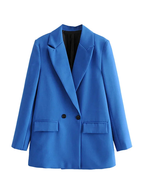 ASDS Women Chic Office Lady Double Breasted Blazer Vintage Coat