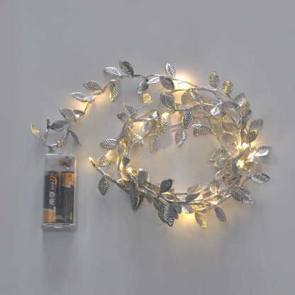 Golden silver Tiny Leaf Led Copper Wire Fairy String Lights Garland