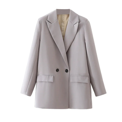 ASDS Women Chic Office Lady Double Breasted Blazer Vintage Coat