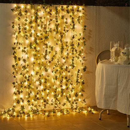 Flower Green Leaf String Lights Artificial Vine Fairy Lights Battery