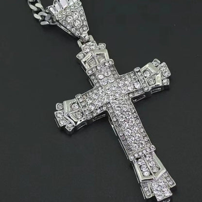 1 Simple Style MEN'S Rhinestone Christian Cross Rhinestone Pendant