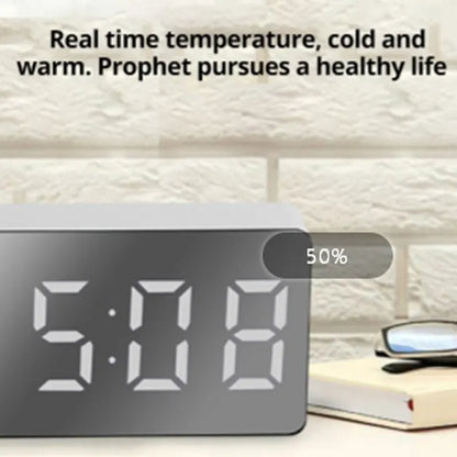 Portable Silent Mirror Clock Bedroom Electronic Digital Alarm Clock