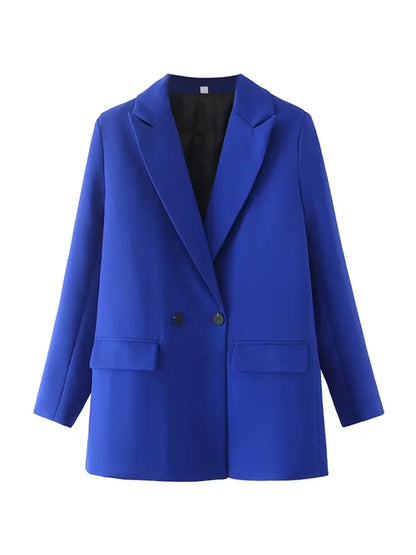 ASDS Women Chic Office Lady Double Breasted Blazer Vintage Coat