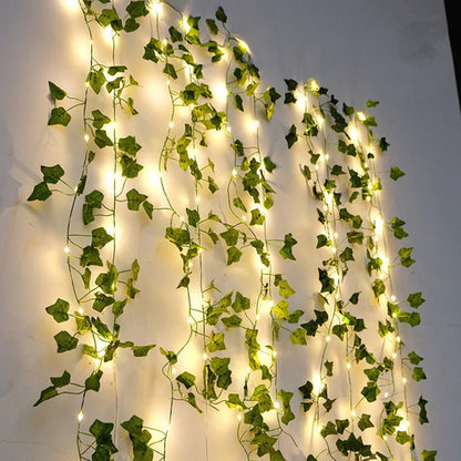 Flower Green Leaf String Lights Artificial Vine Fairy Lights Battery