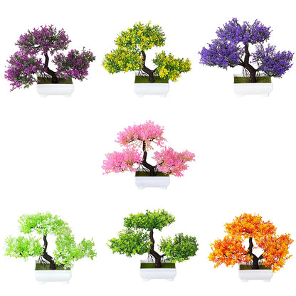 Artificial Plastic Plants Bonsai Small Tree Pot Potted Flower Garden