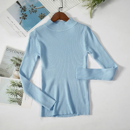 Women Turtleneck Sweater Knitted Soft Pullovers cashmere Jumpers Basic