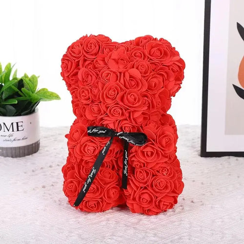 Rose bear teddy bear, 25cm flower bear teddy bear, Valentine's Day