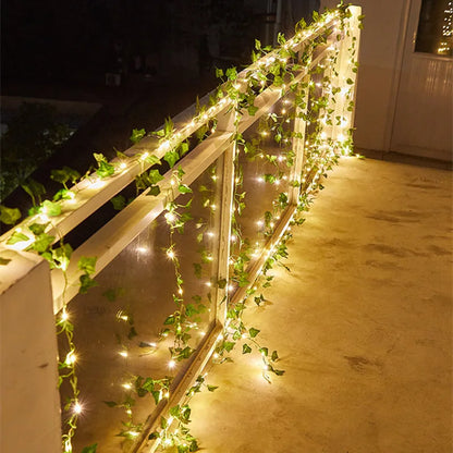 Flower Green Leaf String Lights Artificial Vine Fairy Lights Battery