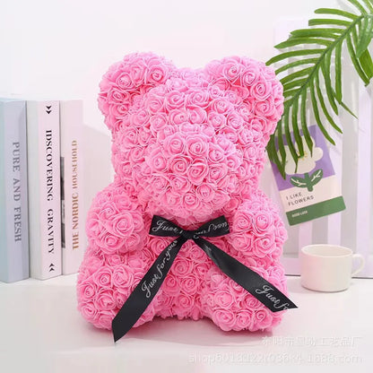 Rose bear teddy bear, 25cm flower bear teddy bear, Valentine's Day