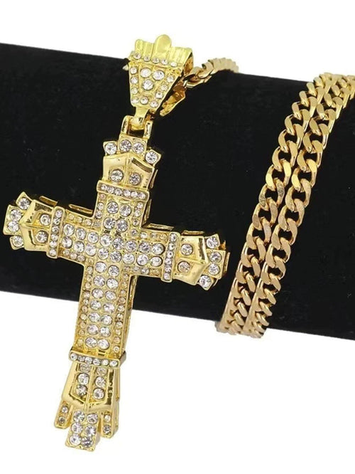 1 Simple Style MEN'S Rhinestone Christian Cross Rhinestone Pendant