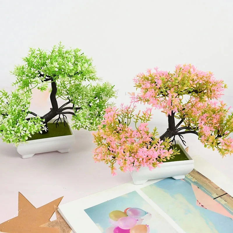 Artificial Plants Bonsai Small Tree Pot Fake Plant Flowers Potted