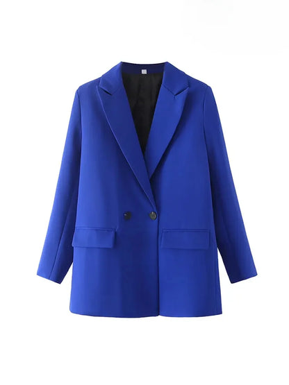 ASDS Women Chic Office Lady Double Breasted Blazer Vintage Coat