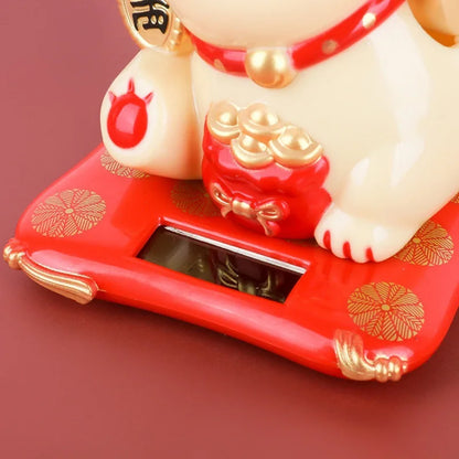 Solar Powered Maneki Neko Lucky Cat Welcoming Chinese Lucky Cat Waving