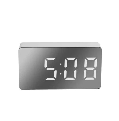 Portable Silent Mirror Clock Bedroom Electronic Digital Alarm Clock