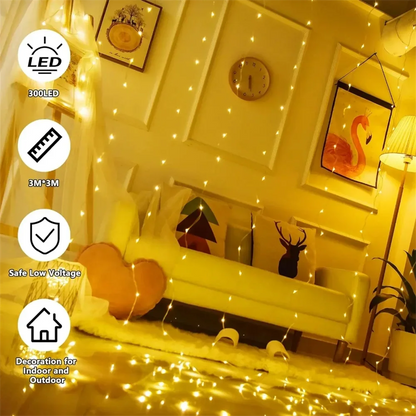 LED Curtain String Lights Copper Wire Fairy Lights Garland For New