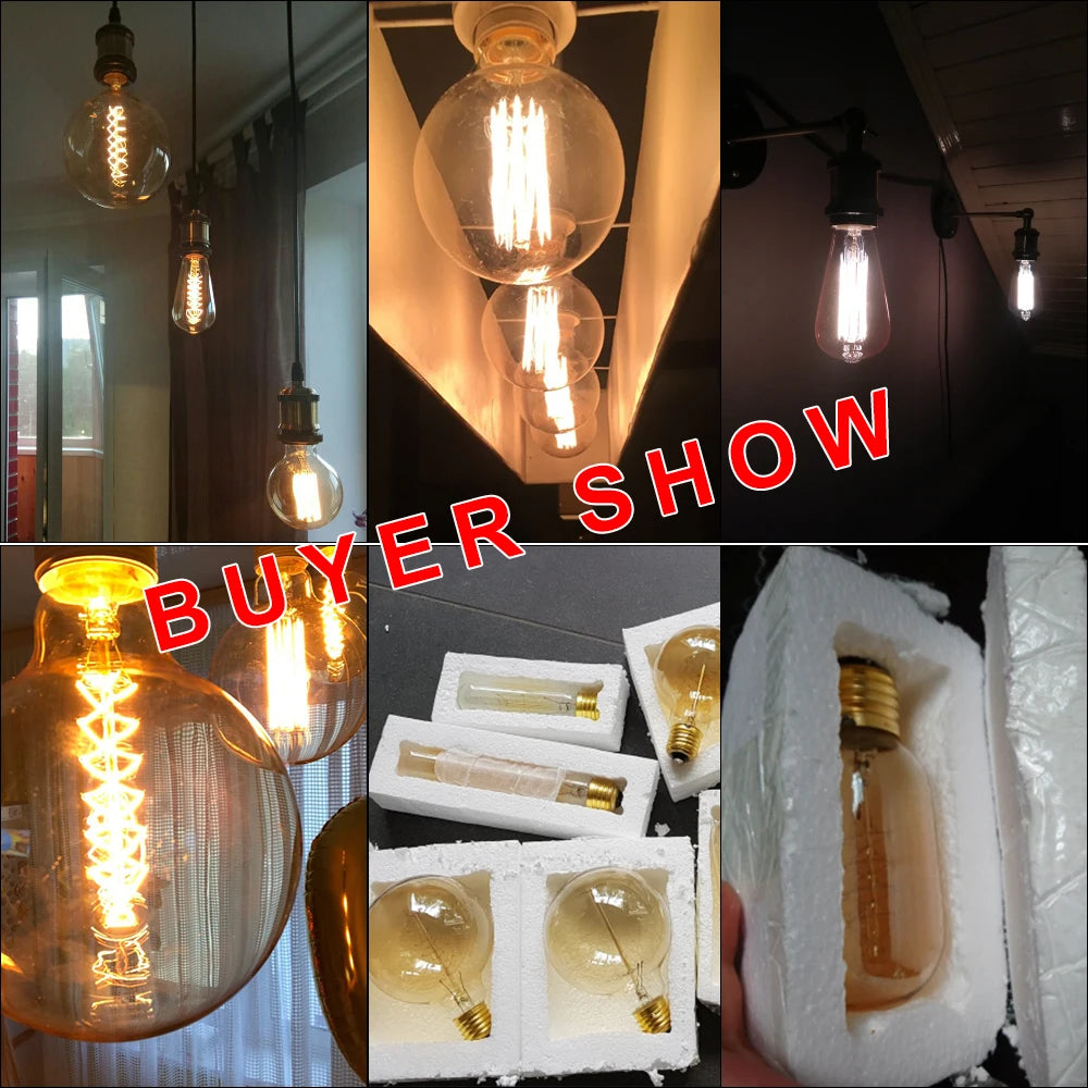 Retro Edison Bulb E27 220V 40W ST64 G80 G95 G125 Ampoule Vintage