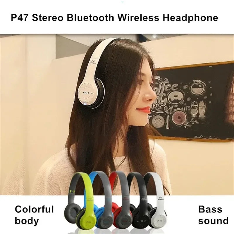 P47 Bluetooth 5.0 Wireless Headphone Foldable HIFI Stereo Bass