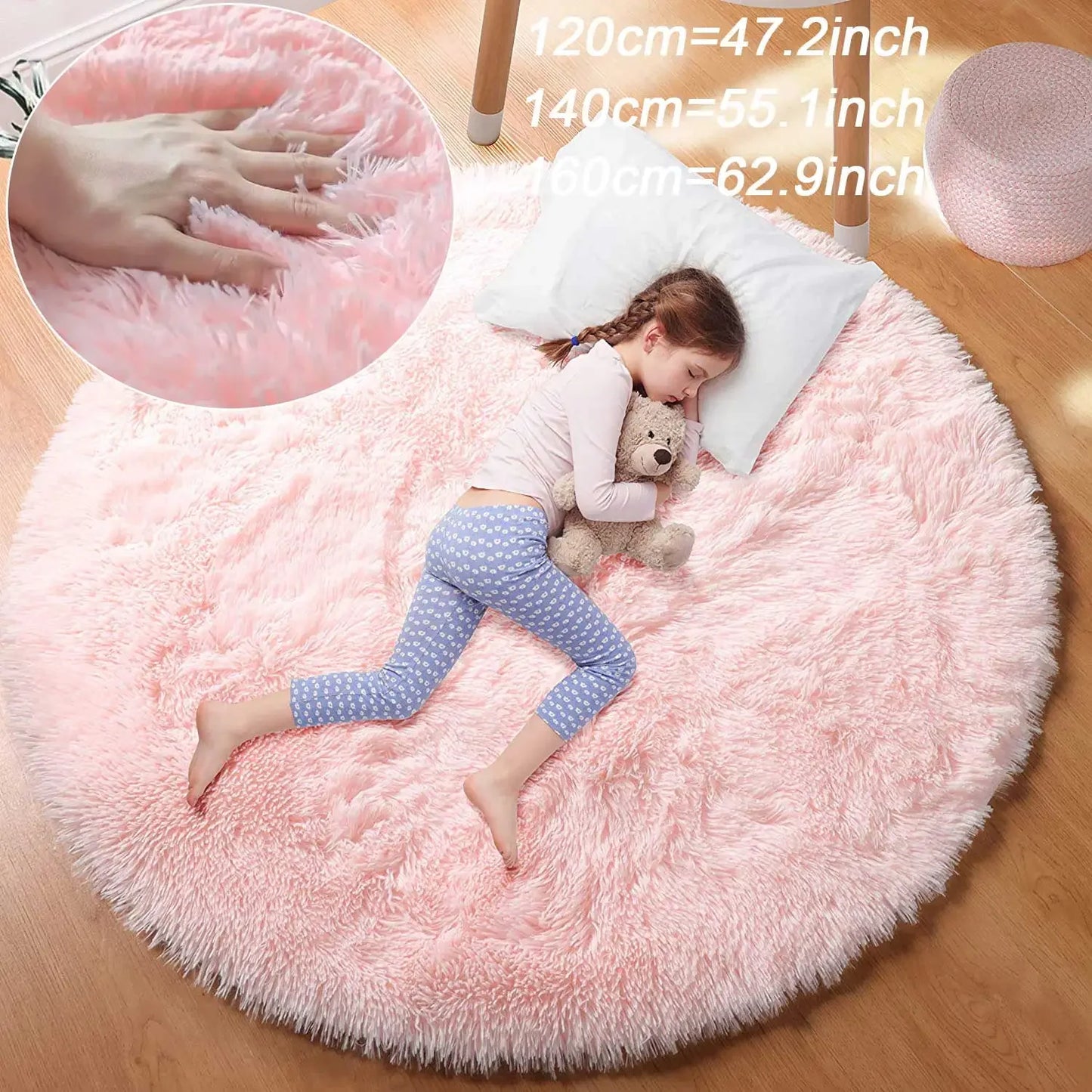 Super Soft Plush Round Rug Mat Fluffy White Carpets For Living Room