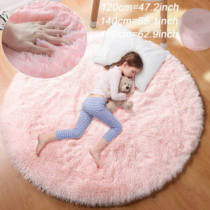 Super Soft Plush Round Rug Mat Fluffy White Carpets For Living Room