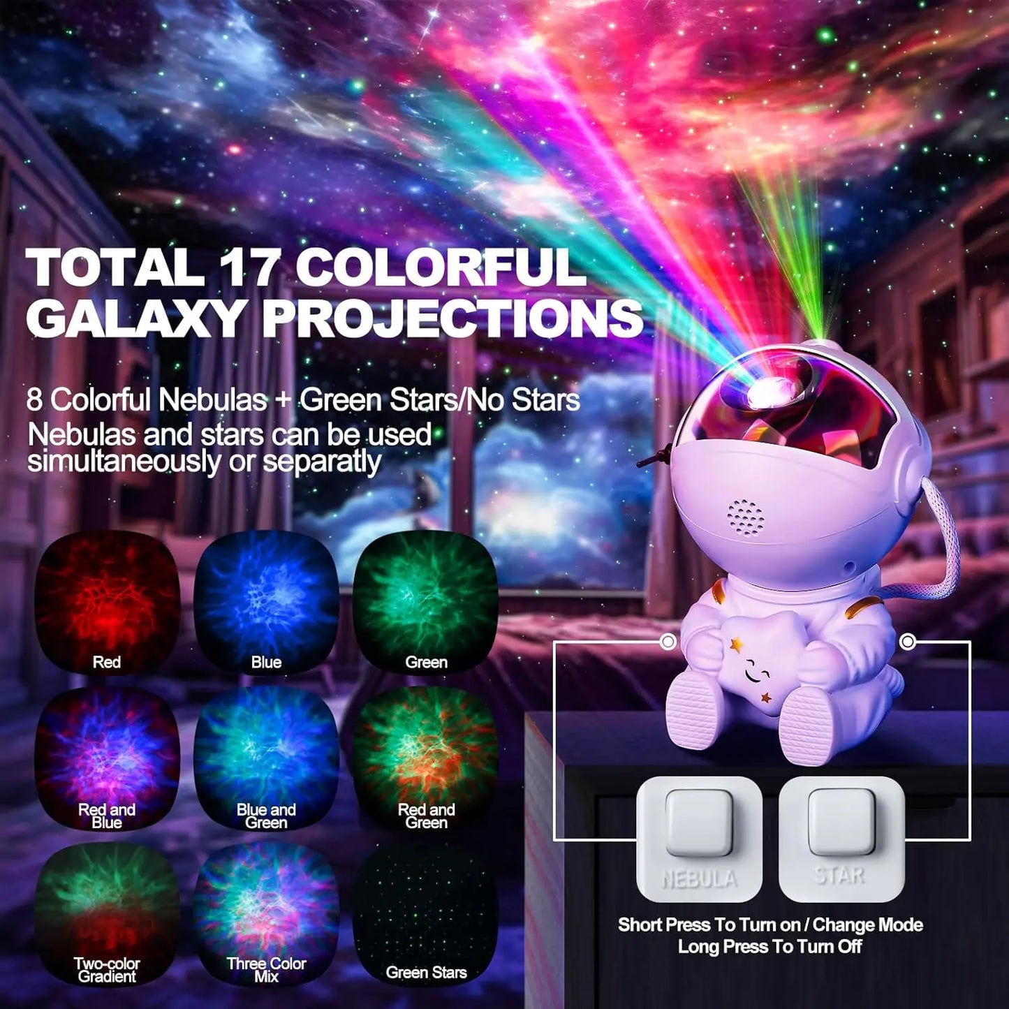 Galaxy Projector Astronaut Nebula Projector with Remote Night Light