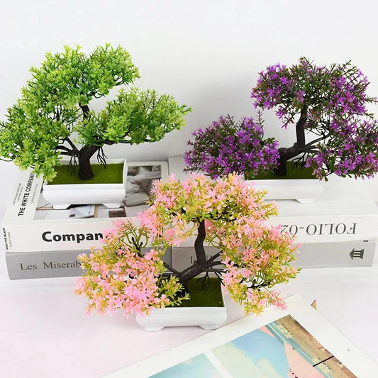 Artificial Plants Bonsai Small Tree Pot Fake Plant Flowers Potted