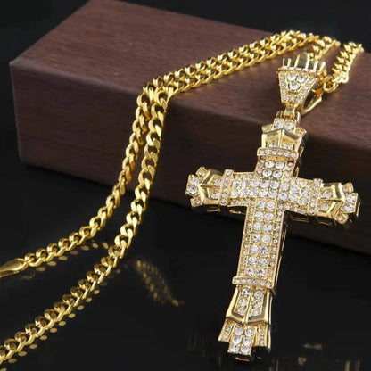 1 Simple Style MEN'S Rhinestone Christian Cross Rhinestone Pendant