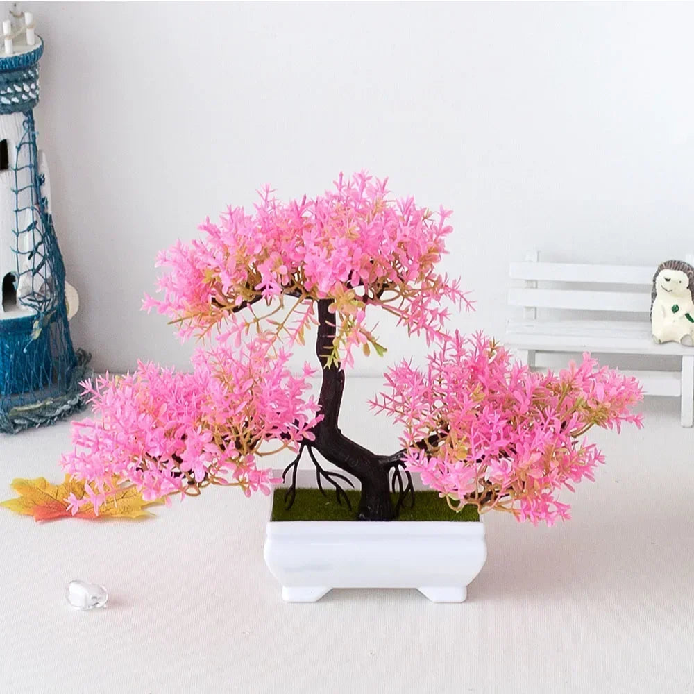 Artificial Plastic Plants Bonsai Small Tree Pot Potted Flower Wedding