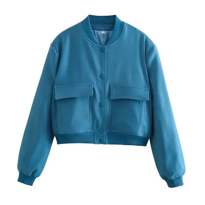 ASDS Women Fashion With Pockets Bomber Jacket Coats Vintage Long