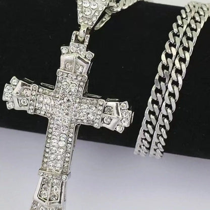 1 Simple Style MEN'S Rhinestone Christian Cross Rhinestone Pendant