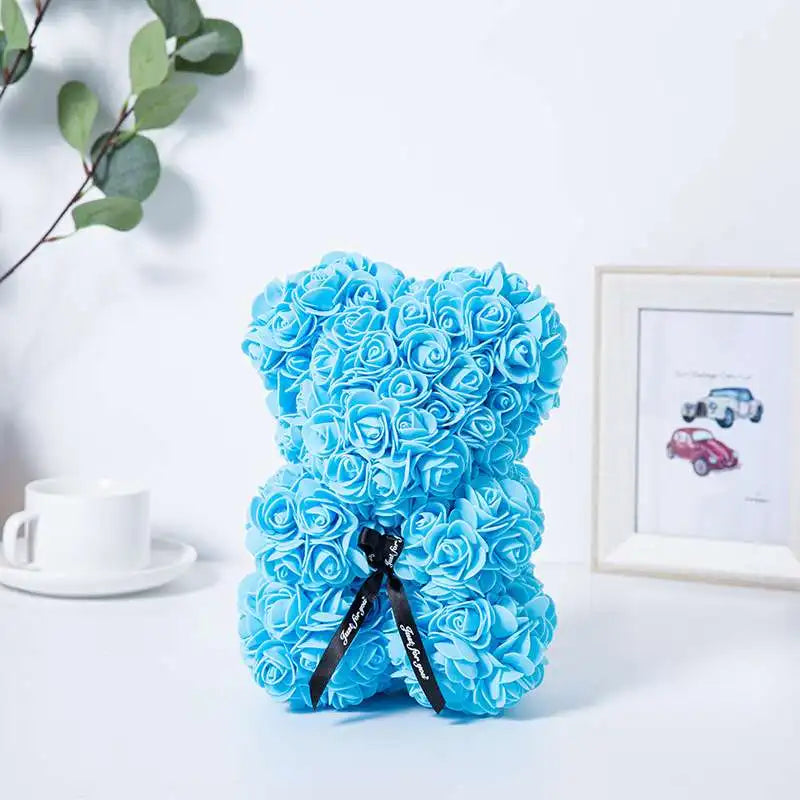 Rose bear teddy bear, 25cm flower bear teddy bear, Valentine's Day