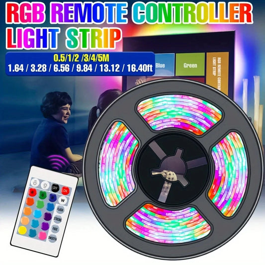 10M 2835 USB LED Strip Light RGB 24-key Remote Control Flexible Lamp