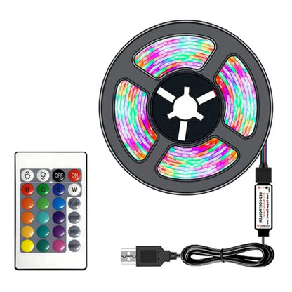 10M 2835 USB LED Strip Light RGB 24-key Remote Control Flexible Lamp