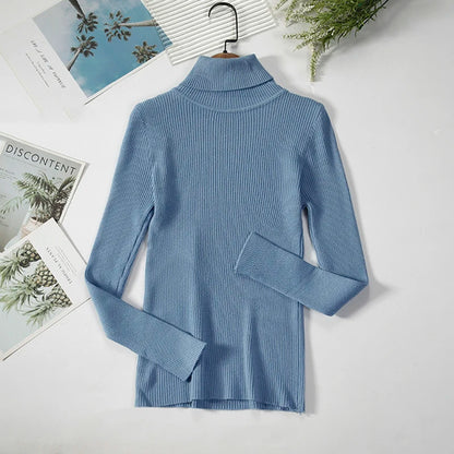 Women Turtleneck Sweater Knitted Soft Pullovers cashmere Jumpers Basic