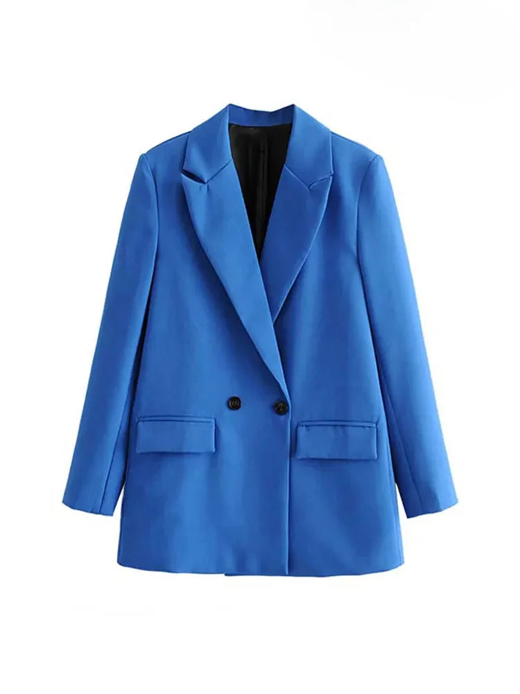 ASDS Women Chic Office Lady Double Breasted Blazer Vintage Coat