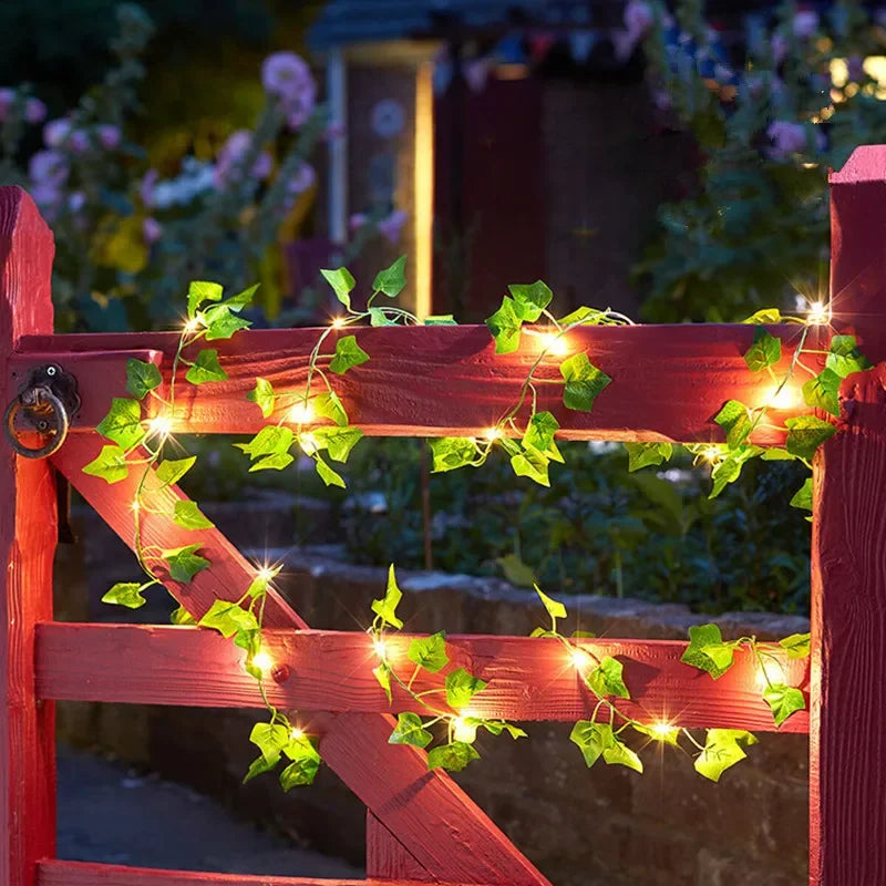 Flower Green Leaf String Lights Artificial Vine Fairy Lights Battery